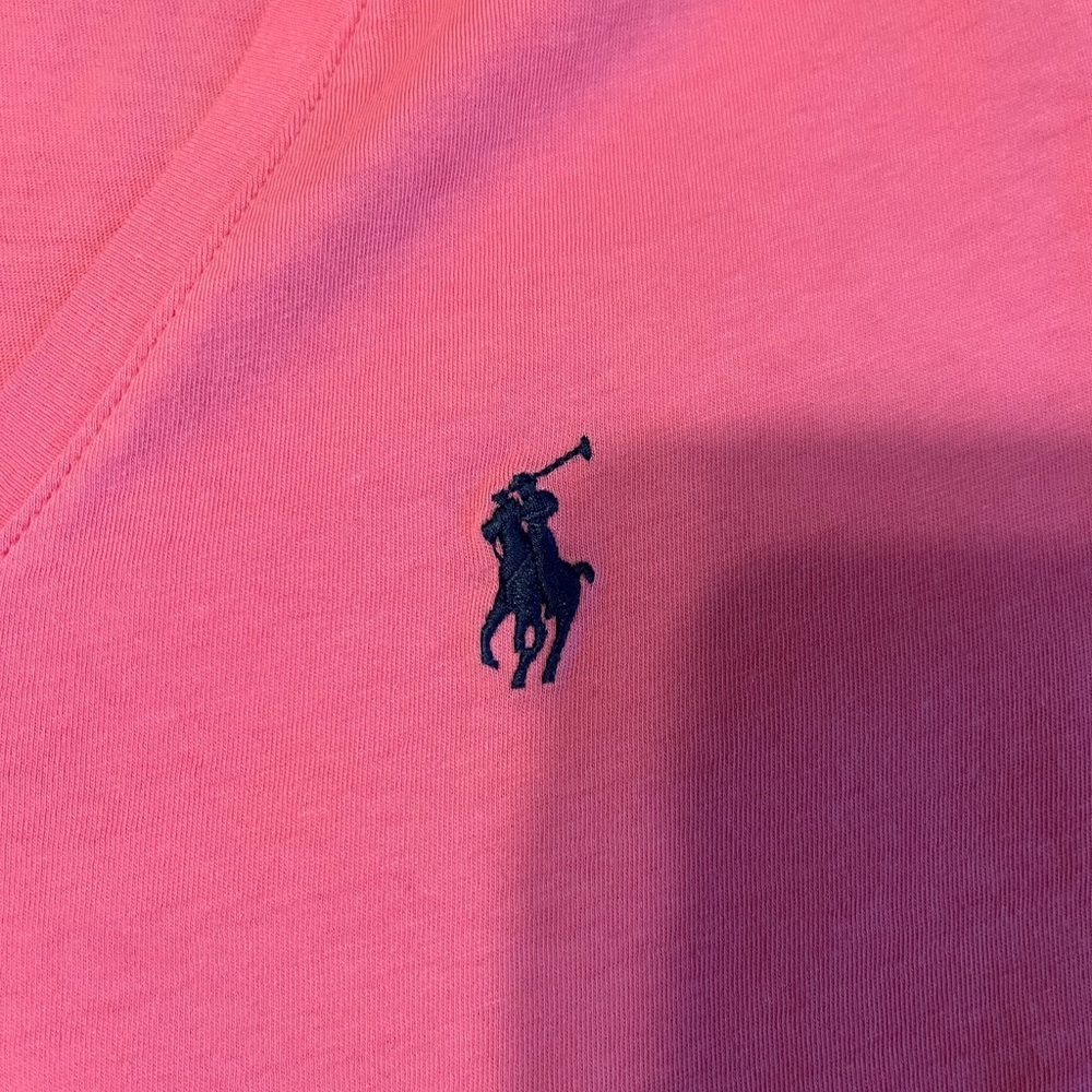 Polo by Ralph Lauren Pink V-Neck Short Sleeve Tee Size Medium - Picture 4 of 5